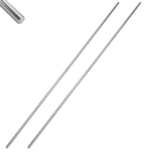 2Pcs 1/8" OD 304 Stainless Steel Rod 36" Length Round Metal Shaft Rods Bar