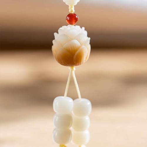 Natural White Bodhi Seed 108 Mala Beads Bracelet for Women with Lotus/Praying Hands Buddhist Prayer Beads Necklace3