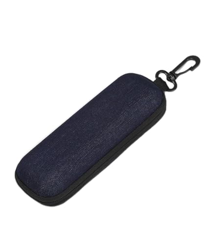 Estojo de óculos jeans portátil, estojo de óculos com zíper para viagem com gancho, Preto, tamanho �nico