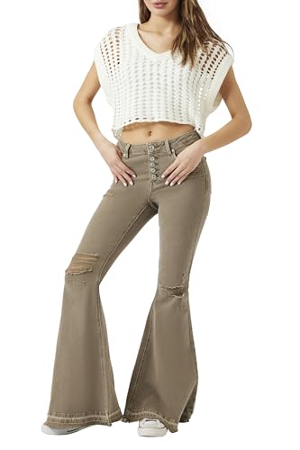 Forever 21 Women's Recycled Cotton Distressed Flare Jeans