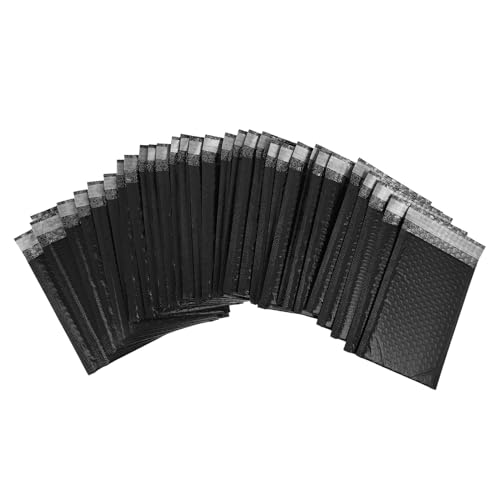 DOITOOL 51 Sobres Acolchados de Burbujas Negros Autosellables 15x20 Cm 4 Cm, Bolsas de Envío Impermeables para Embalaje de Ropa y Paquetes, Resistentes a Impactos y Manipulación, 51
