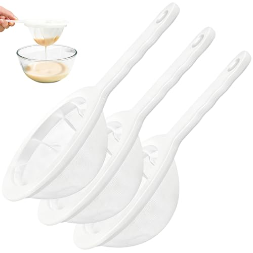 3 pcs Nylon Mesh Strainers, 100/200/300 Mesh, with Handle