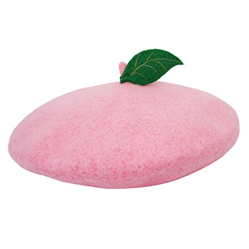 Image of Green Leave Fruit Cosplay Beret Vintage Painter Hat Lolita Kawaii Wool Cap Xmas Gift