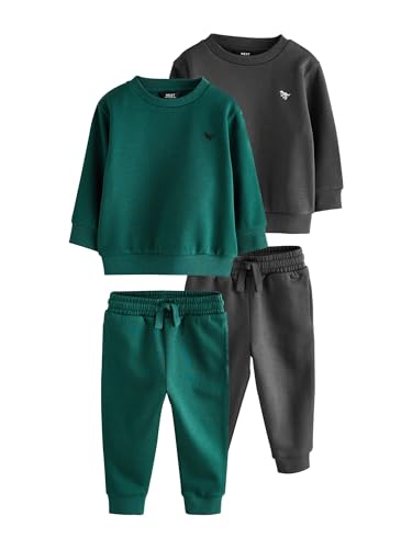 NEXT Garçon Ensemble sweat et pantalon de jogging, lot de 2 Charcoal Grey/Green 12 Mois-18 Mois