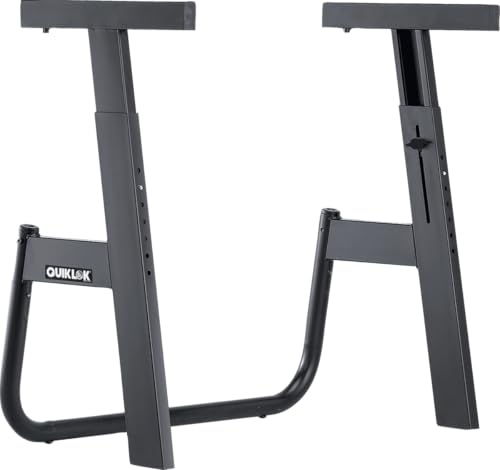 QUIK LOK - M91 Professional Keyboard Stand - Heavy Duty Steel Performance Frame with Fully Adjustable Height and Collapsible Flat-Folding Design, 200 lbs Capacity, Black
