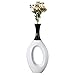 Uniquewise Contemporary Decorative White Floor Flower Vase with Black Neck, for Living Room, Entryway or Dining Room, 36 Inch, (QI004195)