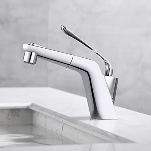 Grifo de lavabo con ducha extraíble y cabezal retráctil de latón