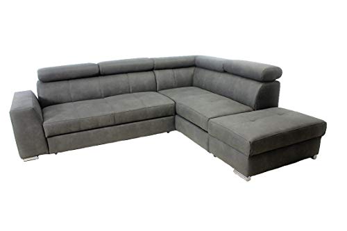 ARBD Collection Polsterecke Sprint Schlaffunktion Verschiedene Stoffe und Farben (grau LuxMic Land 11, Ottomane rechts) Cover