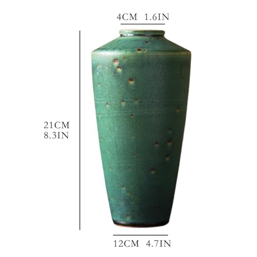 Vase céramique vert rétro stable pour éviter les chutes de fleurs - 3