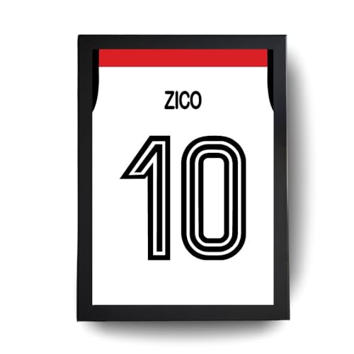 Quadro Zico Camisa 10 Com Moldura | Mdf 35x25cm