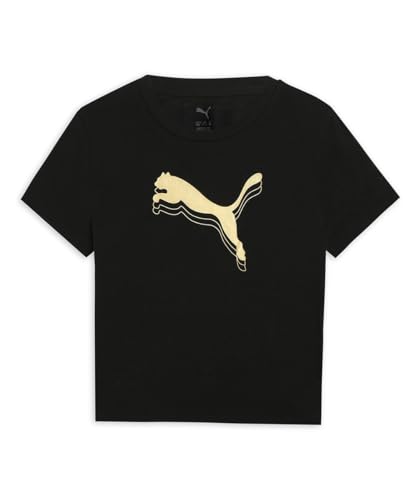 Image of PUMA , Girls, ESS METALLIC Knotted Tee, Black-Metallic gold, 11-12Y (68641951)
