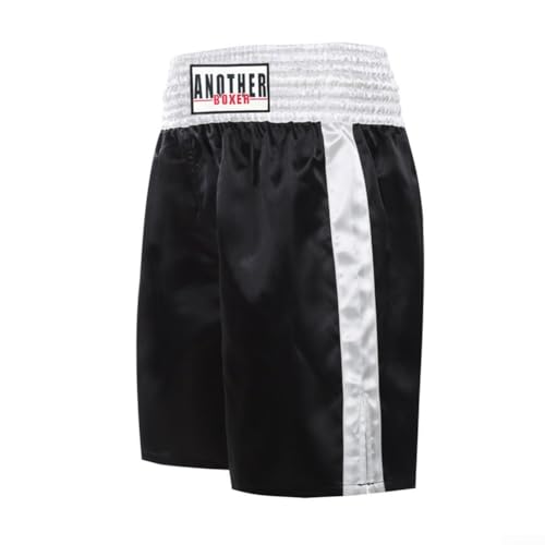 Fusion Laufshorts, Herren-Shorts, Muay-Thai-Shorts, atmungsaktiv, Boxshorts für MMA, Muay Thai-Training, elastischer Bund (XXL, Schwarz)
