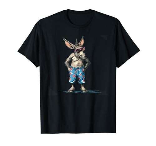 Happy Donkey in Badehose für Pferde und Eselliebhaber T-Shirt