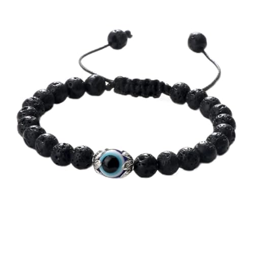 Bracelet en oeil de tigre naturel 6 8mm réglable pour homme et femme