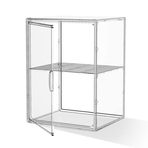 Image of Acrylic Clear Display Case, Stackable Plastic Storage Bins with Shelf, Figure Figurine Hobby Display Case with Magnetic Lid, Large Acrylic Display Box for Collectibles, Figures, 1 Pack