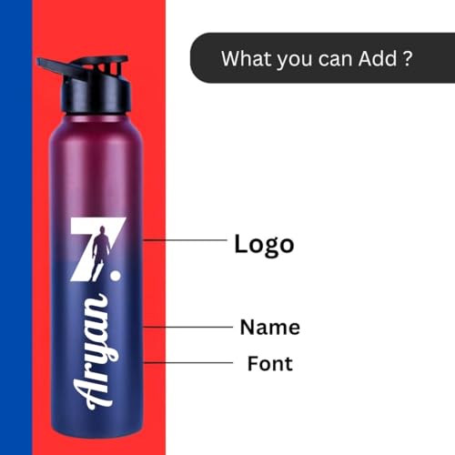 Image of CASPIAN / / / Hike Stainless Steel Customize Sipper Water Bottle (CUS-Midnight Crimson 1 Litre, Set of 1)| Leak Proof Thunder for Fridge Home Office Travel School Kids Boys Girls Adults Sports Gym Yoga