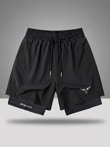 Image of Lymio Men Shorts | 2 in 1 Active Dual Shorts with Inner Tights Layer | Men's Double Layer Short for Running, Gym & Sports (SSM-S-09-11)