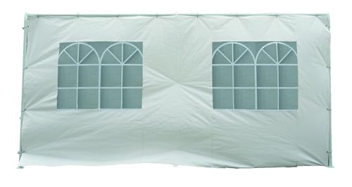 Seitenplane für Zelt 3x4 Meter, PE Weiss mit Fenstern
