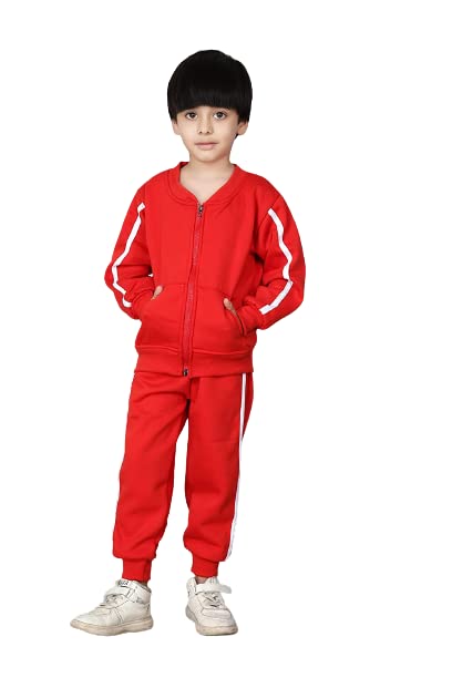 AmeehaStylish kids Strip Track suit for Boys & Girls (5-6 Years, Strip Track suit, Red)