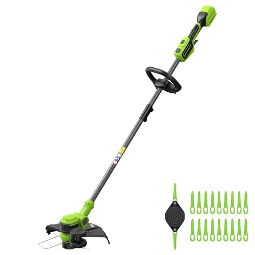 greenworks 24v tagliabordi a batteria, larghezza di taglio 33 cm, testa del motore rotante e inclinabile di 90°, con bobina di cavo e 20 lame in plastica, senza batteria né caricabatterie