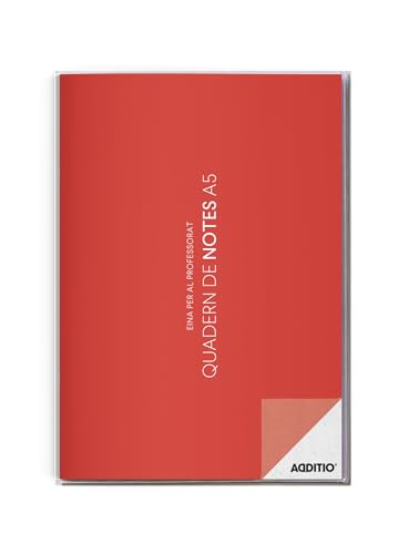 ADDITIO - Cuaderno de Notas para el profesorado | Planificación del curso (2 meses vista) | Evaluación continua | Papel ecológico | Tamaño A5 | Catalán | Rojo