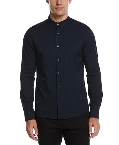 Catálogo de Perry Ellies disponible en línea para comprar. 35 Perry Ellis Untucked - Camisa elástica para Hombre, Cuello con Bandas, Zafiro Oscuro, Large