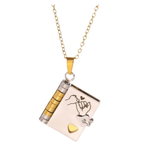 LHONGPEY To My Daughter Book Necklace Daughter Necklaces from Mom Dad Openable Book Necklace with 6 Engraved Pages Gift for Daughter Birthday Graduation Jewelry (Silver/Gold)