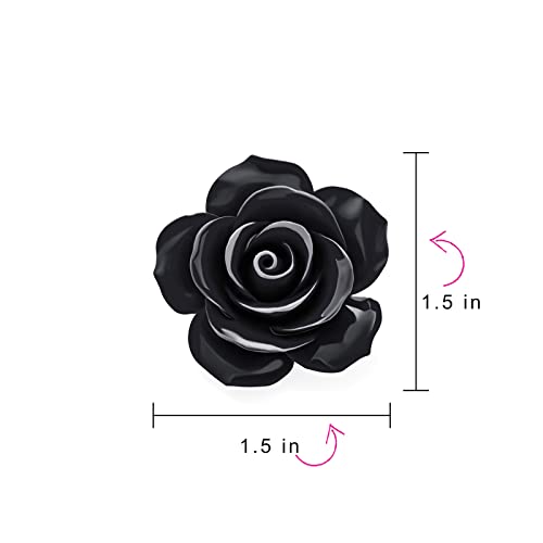 Image of Bling Jewelry Romantic Fashion Statement Pink Blue Black White Red Floral Blooming 3D Carved Large Rose Flower Brooch Scarf Pin For Women Teen