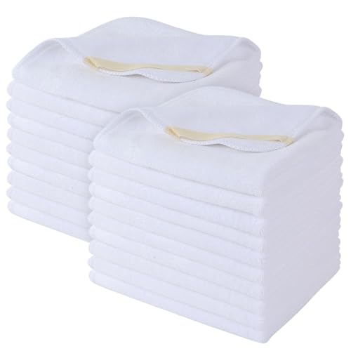 SINLAND Microfiber Facial Cloths Fast Drying Washcloth 12inch x 12inch White 20 Pack