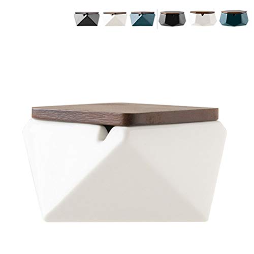 LGYKMU Cenicero para El Exterior con Tapa,Cerámica Cenicero Tormenta De Viento Olor A Cenicero Sellado para La Decoración del Hogar Oficina Práctico Agradable Decoración Desktop,Weiß,Raute Cover