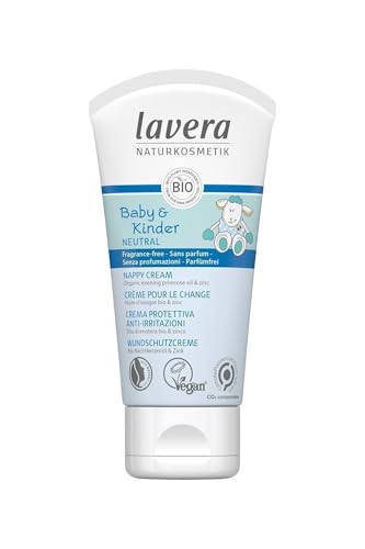 lavera Baby & Kids Neutral Nappy Cream - Natural Cosmetics - vegan - organic evening primrose oil - zinc - protects, moisturises and soothes red and irritated baby skin - 50 ml