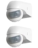 QWORK 110-220V PIR Motion Sensor Light Switch, 2 Pack, High Sensitive Waterproof Wall Sensor Light Switch for Outdoor&Indoor, 49-98FT Detection Distance