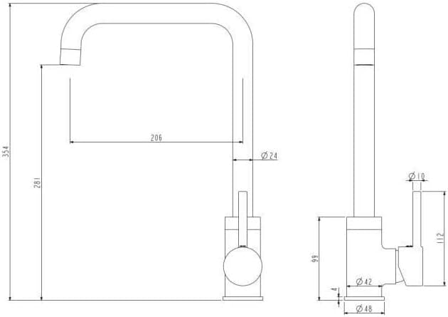 Edouard Rousseau - Kiloo Sink Mixer Tap - Flow Reducer Aerator, Quick Hand Clamping Nut - 354 (Height) x 206 (Projection) mm - Chrome - Image 3