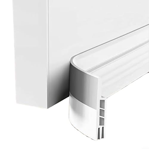 Honseadek Burlete de TPE para la parte inferior de la puerta, 100 cm x 4,5 cm, resistente al viento, con capa ancha para protección térmica y aislamiento acústico, fácil (blanco)