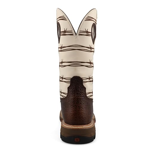 Twisted X Men's 12" Western Work Boot, Square Toe Alloy Toe with CellStretch, Brown Elephant Print & Bone, 9.5 D3