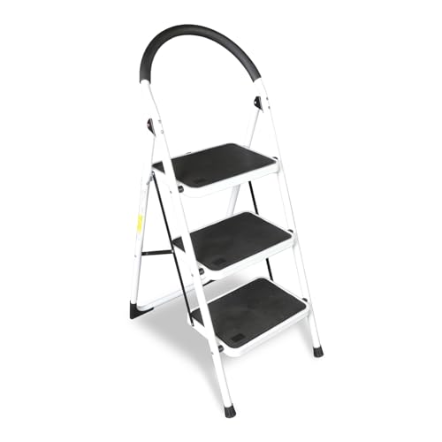 Image of Torin 3-Step Folding Ladder, 400lbs Step Stool with Anti-Slip Pedal, Sponge Handle for Garden, Household, Offices, ATRJZ9023BB