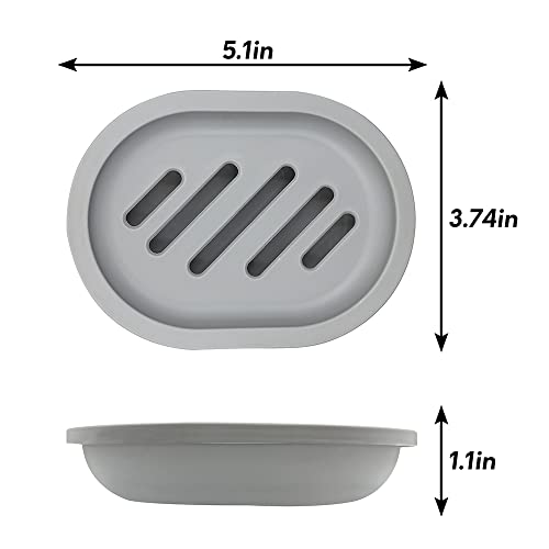 Soap Dish With Drain, Pack Of 2 Bar Soap Holder For Shower, Bathroom, Toilet (Grey) #TOP1