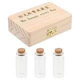 DECOMELODY Scatola in Legno per Conservare Chioma Fetali 3 Bottiglie per Preservare Denti da Latte e Cordone Ombelicale, Regalo Battesimo Bimbo Personalizzata