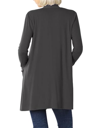 Image of Women's Open Front Cardigan Long Sleeve with Pockets Casual Outwear