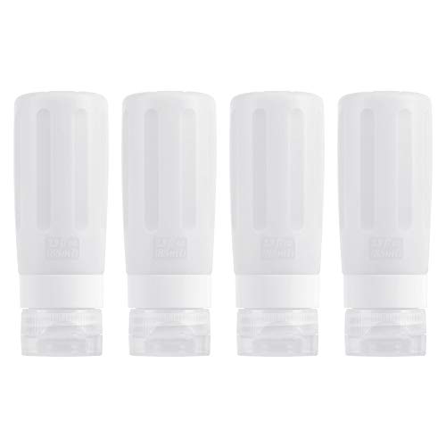 Travel Bottles Set Travel Containers TSA Approved Travel Size Toiletries Containers 3oz Leak Leakproof Silicone Travel Bottles for Shampoo Conditioner Lotion Face Body Wash (4whtie)
