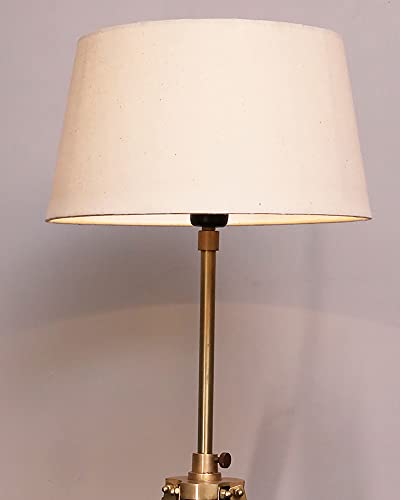Image of Homesake Tripod Floor Lamp with Shade Wooden, Brass Finish Industrial Nautical Marine Decorative Lamp (Beige)