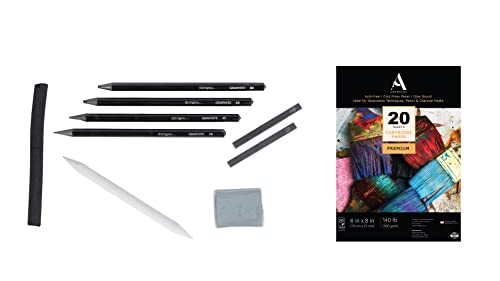 Artists Sketching Kit 11 Pcs Drawing Set with 2 Graphite Pencils, 2 Compressed Charcoal, 2 Graphite Sticks, 2 Charcoal Sticks, Blending Stump, Kneaded Eraser & Sandpaper Block product image 7