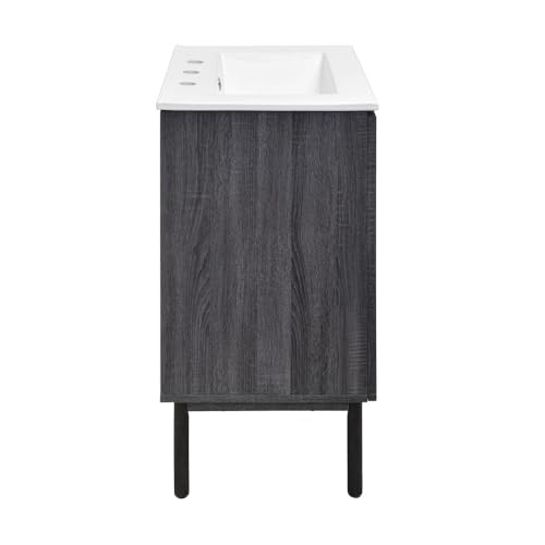 Image of Swiss Madison Classe 24 in. Black Oak Bathroom Vanity with White, 3-Hole Ceramic Sink Top