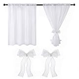 Molirex Lot de 2 rideaux brise-bise courts - 66 x 61 cm (l x H) - Avec 2 embrasses à nœuds...