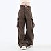 monikawa Y2K Aesthetic Cargo Track Pants, Cyber Fairy Grunge Pants, Casual Wide Leg Trousers Joggers, Retro, Big Pocket, Pyjama (Brown,Medium)