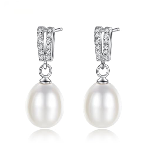 Pendants d'oreilles anti-allergie en argent et perles de culture Akoya pour oreilles sensibles