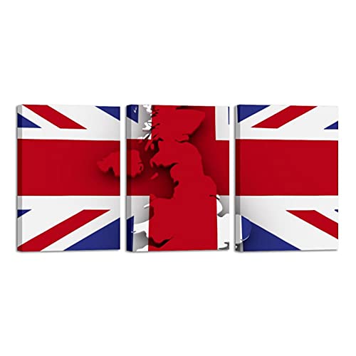 Impression sur toile carte Angleterre drapeau pays peinture encadrée décoration murale salon