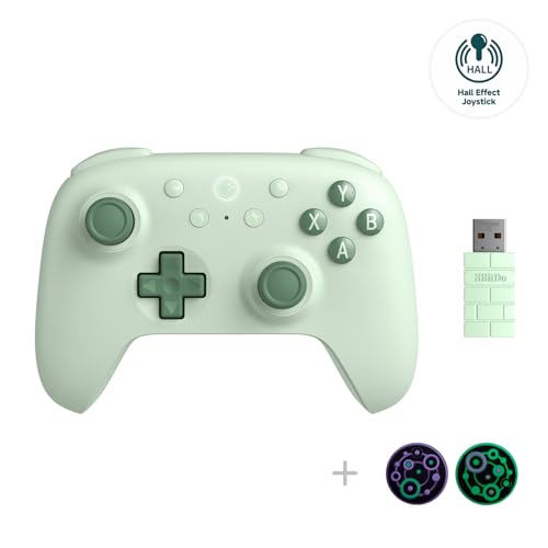 8Bitdo Ultimate 2C Wireless Controller for Windows PC & Android with Hall Effect Joysticks and Remappable Features (Green)