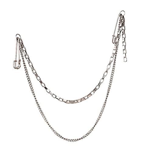Image of 2 Pcs Dual Chain Brooch Pin Punk Hanging Chains Safety Pin Corsage Pin for Women and Men