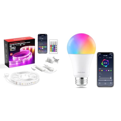 SwitchBot LED e[vCg3 LEDd X}[gCg - Alexa X}[gz[ X}[gd E26 XCb`{bgF dFEFΉ RGBCW}`J[ 1600F ԐڏƖ Google Home IFTTTCt